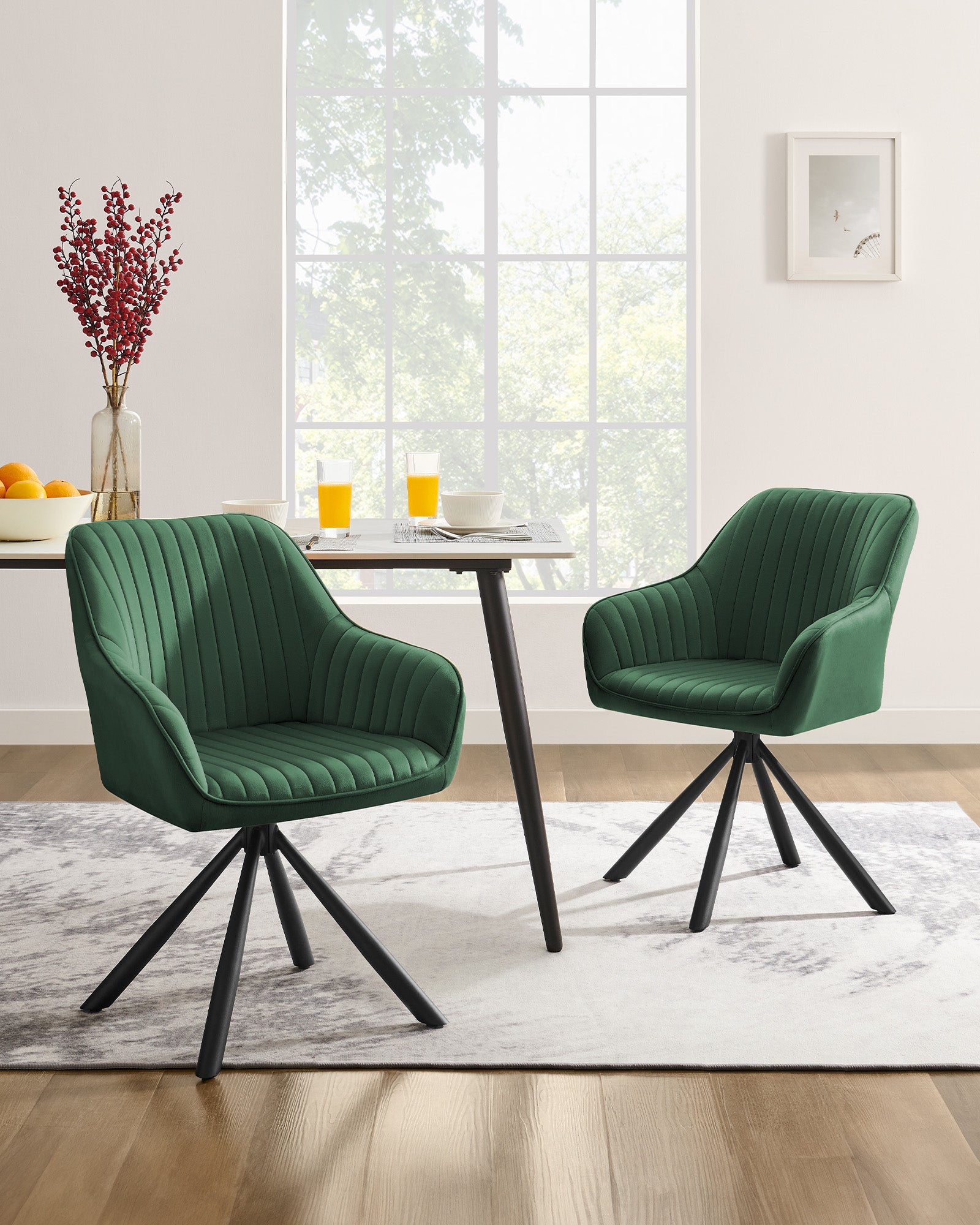 Dining room chair with armrest - green/black - trendy design