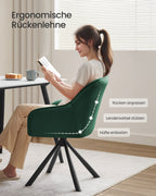 Dining room chair with armrest - green/black - trendy design