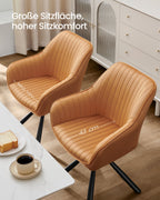 Dining room chair-with armrests, caramel brown ink black