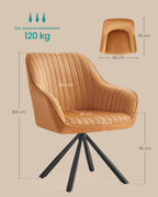 Dining room chair-with armrests, caramel brown ink black