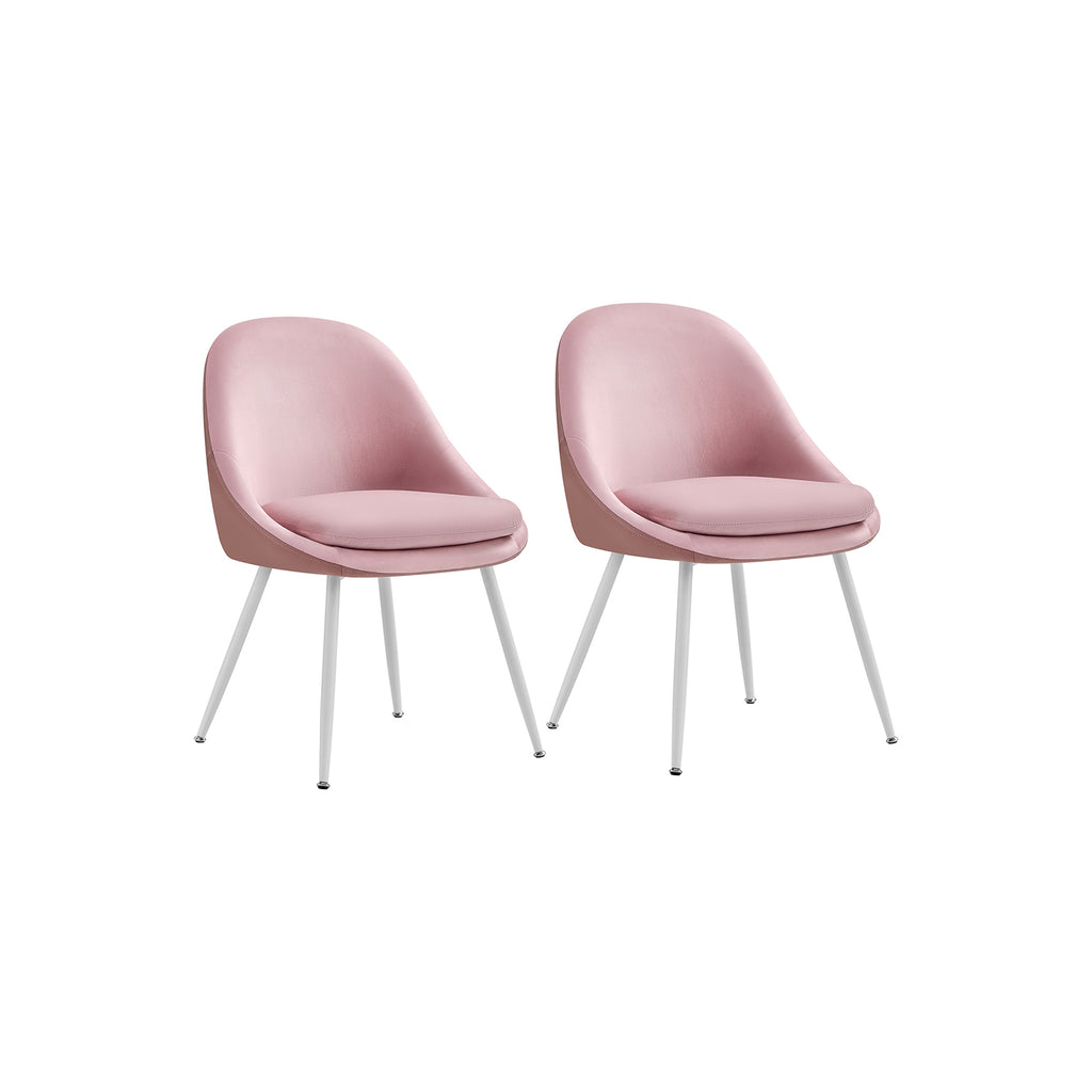 Dining room chair set of 2 with cushions pastel pink and cloud white