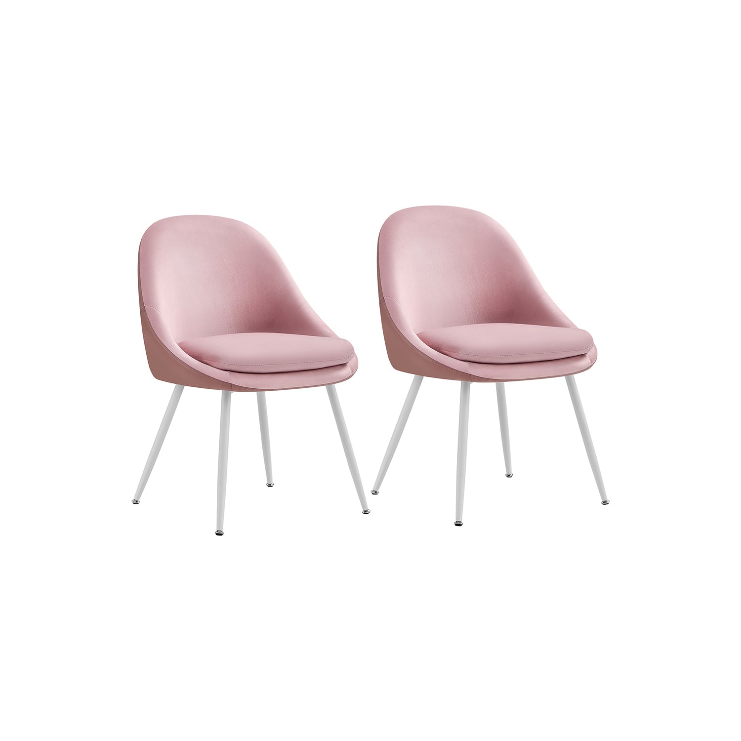 Dining room chair set of 2 with cushions pastel pink and cloud white