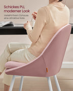 Dining room chair set of 2 with cushions pastel pink and cloud white