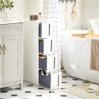 Nisrek - narrow trolley - with 4 drawers - extendable - on wheels - white