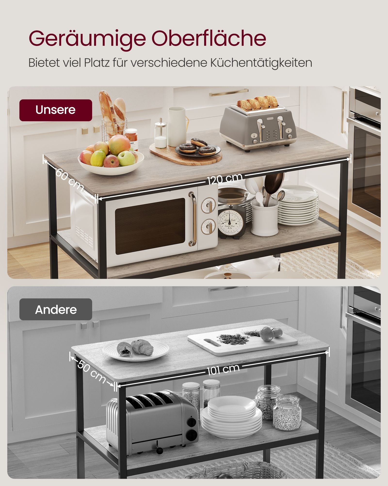Kitchenplank - 3 levels - 60 × 120 × 90 cm - Industrial Design