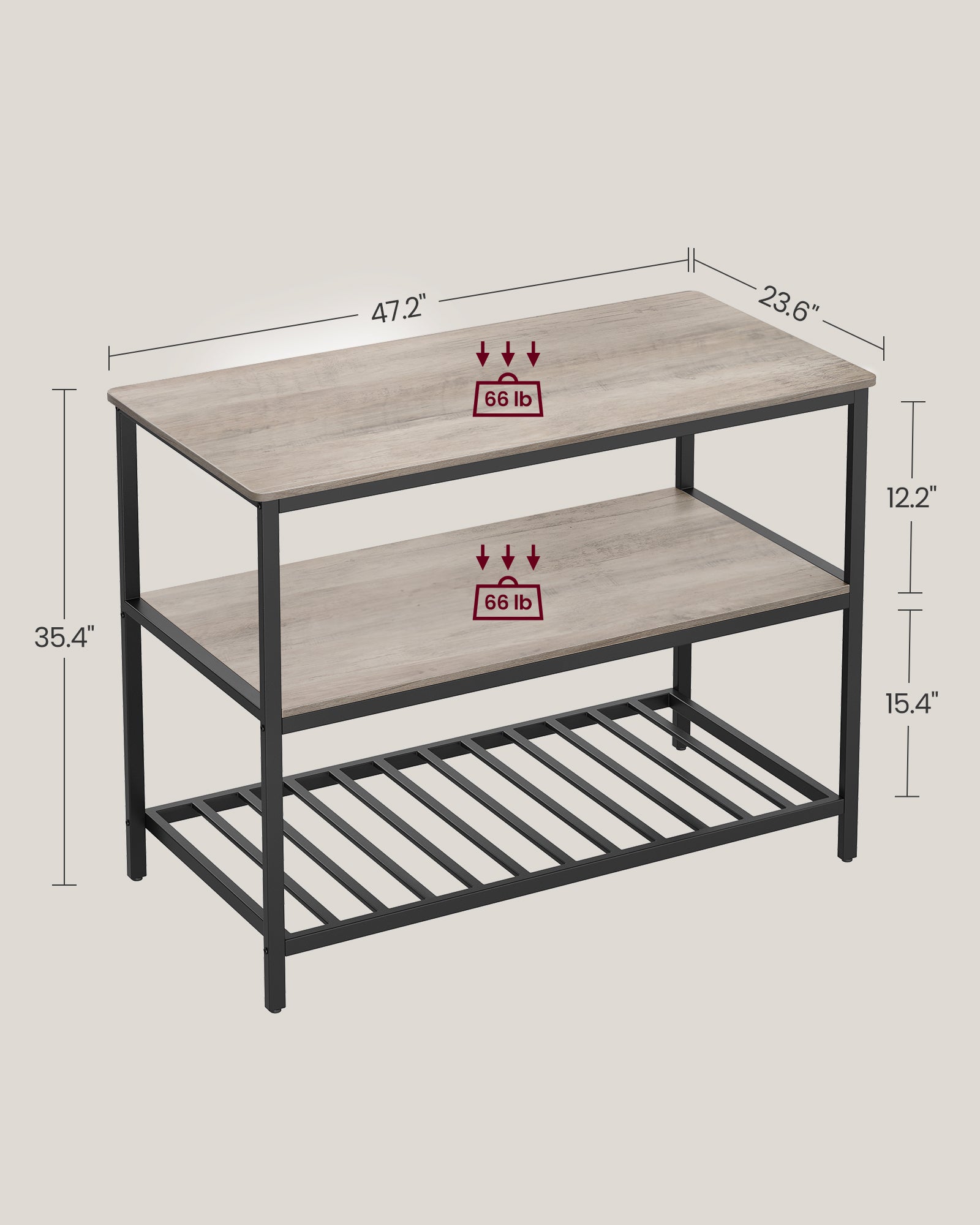 Kitchenplank - 3 levels - 60 × 120 × 90 cm - Industrial Design