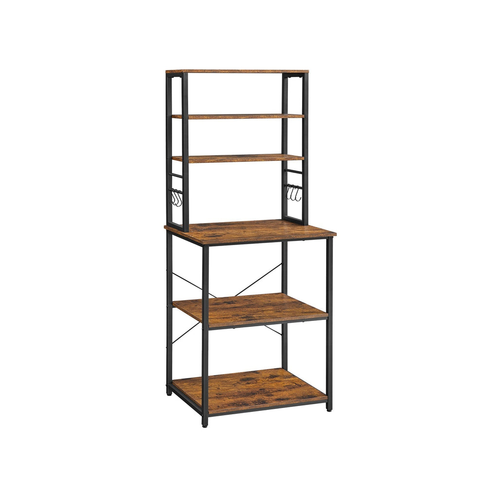 Kitchen rack - Kitchen cupboard - With shelves and 8 hooks - Microwave shelf - 40 x 60 x 167 cm