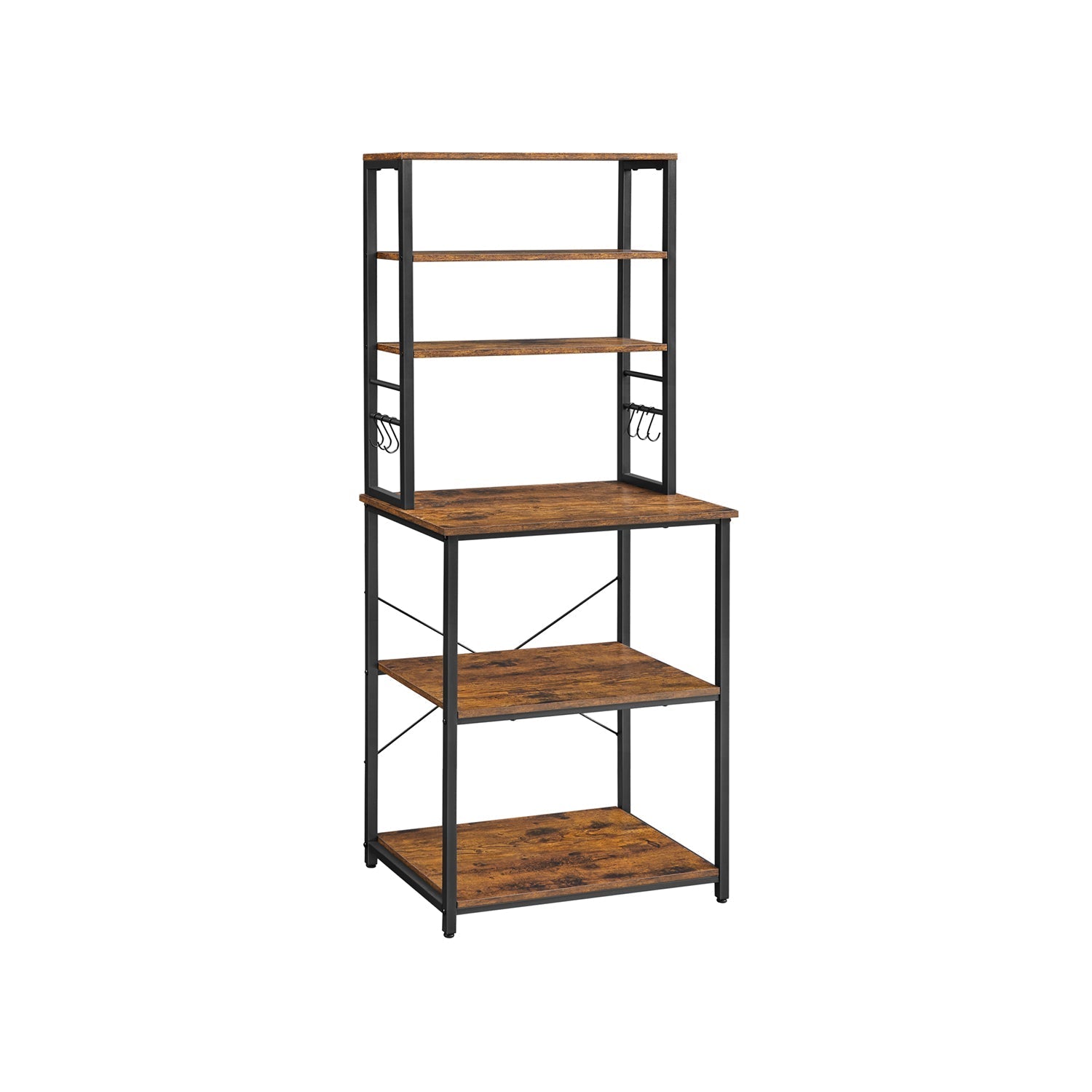 Kitchen rack - Kitchen cupboard - With shelves and 8 hooks - Microwave shelf - 40 x 60 x 167 cm