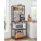 Kitchen rack - Kitchen cupboard - With shelves and 8 hooks - Microwave shelf - 40 x 60 x 167 cm