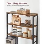 Kitchen rack - Kitchen cupboard - With shelves and 8 hooks - Microwave shelf - 40 x 60 x 167 cm