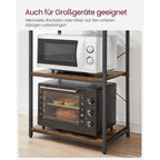 Kitchen rack - Kitchen cupboard - With shelves and 8 hooks - Microwave shelf - 40 x 60 x 167 cm
