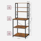 Kitchen rack - Kitchen cupboard - With shelves and 8 hooks - Microwave shelf - 40 x 60 x 167 cm