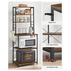 Kitchen rack - Kitchen cupboard - With shelves and 8 hooks - Microwave shelf - 40 x 60 x 167 cm
