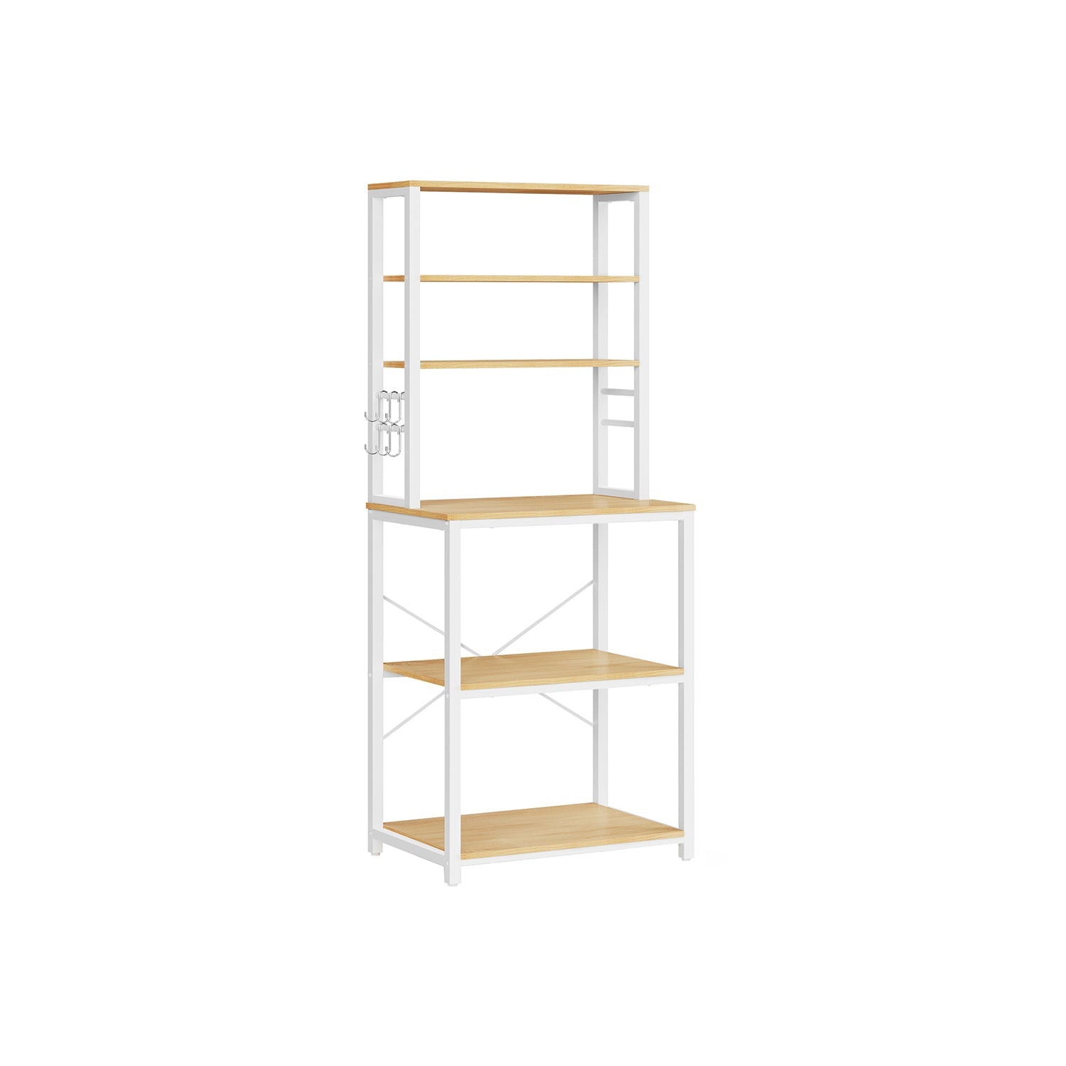 Kitchen rack - Kitchen cupboard - With shelves and 8 hooks - Microwave shelf - 40 x 60 x 167 cm