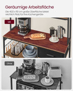 Kitchenplank - with sockets & adjustable shelves - Vintage Brown & Ink -Zwart