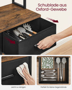 Kitchenplank - with sockets & adjustable shelves - Vintage Brown & Ink -Zwart