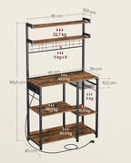 Kitchen rack - Standing rack - With socket - Multiple shelves - Metal frame - Brown