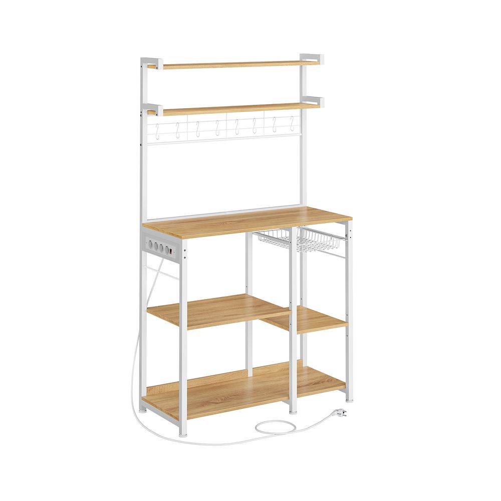 Kitchen rack - Standing rack - With socket - Multiple shelves - Metal frame - Brown
