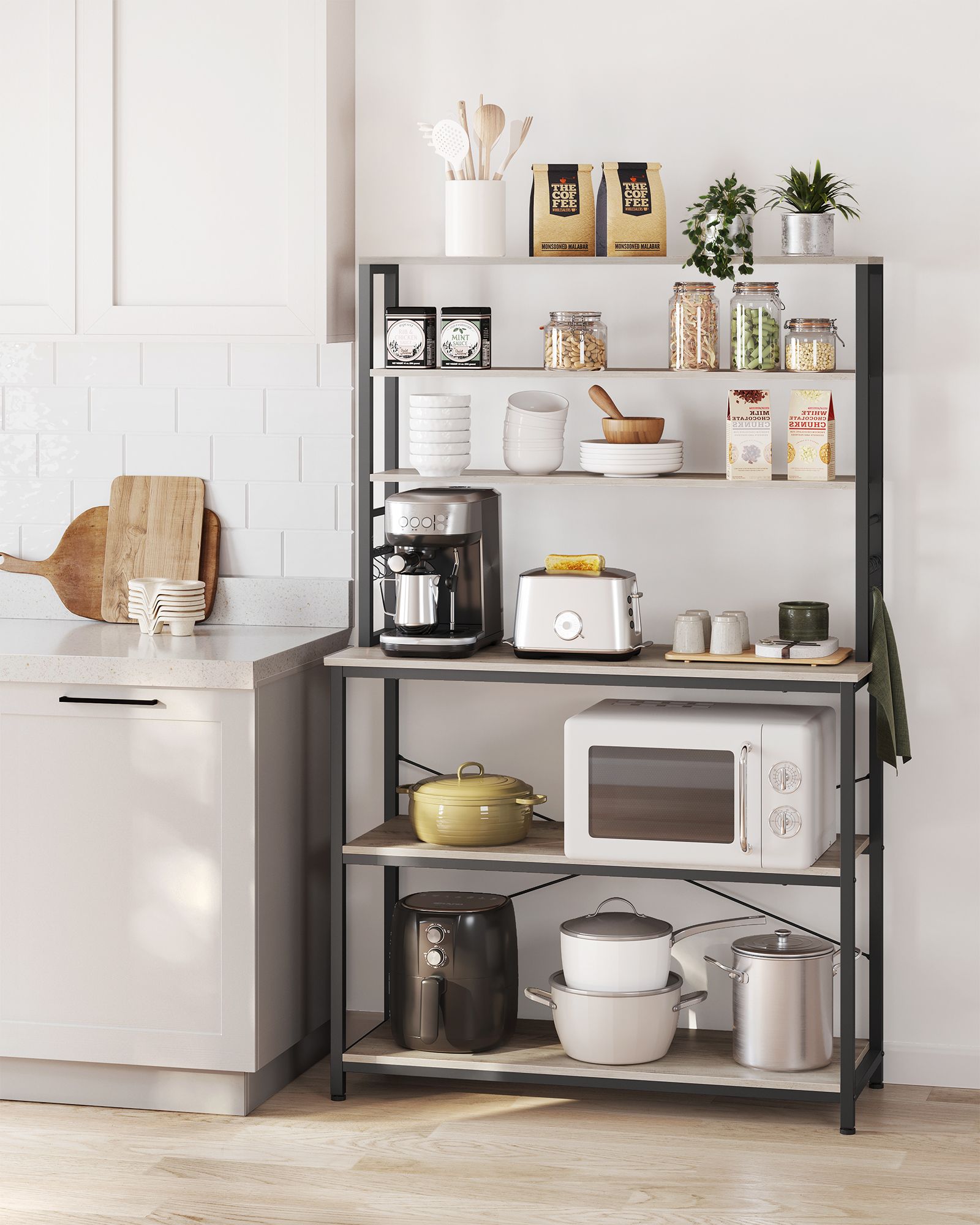 Kitchenplank 6 levels 40 x 100 x 167 cm Gray-black