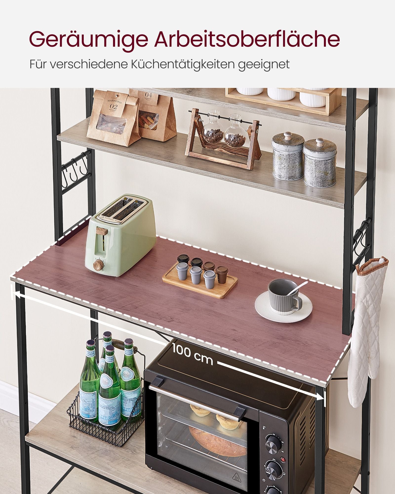 Kitchenplank 6 levels 40 x 100 x 167 cm Gray-black
