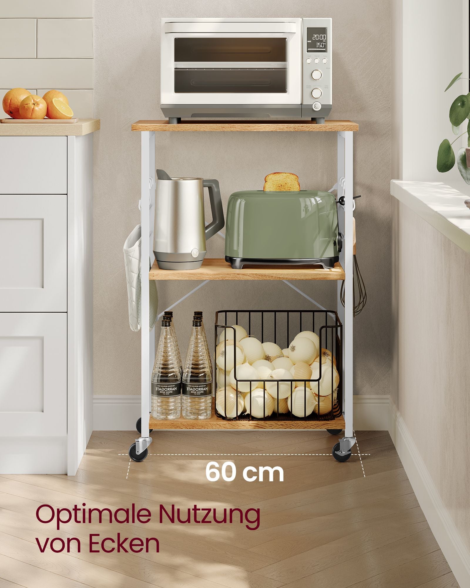 Kitchen rack - on wheels - with 3 levels