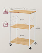 Kitchen rack - on wheels - with 3 levels