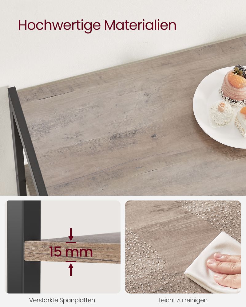 Kitchen rack - Kitchen cupboard - Storage cupboard - 4 levels - Metal frame - Wooden boards - Gray