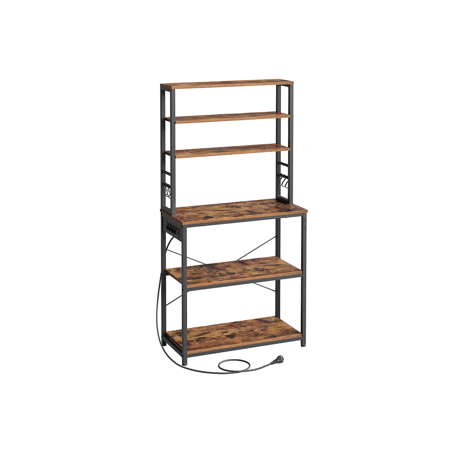 Kitchen shelf with sockets vintage brown and ink black