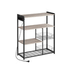 Kitchen shelf with sockets greige spotted ink black