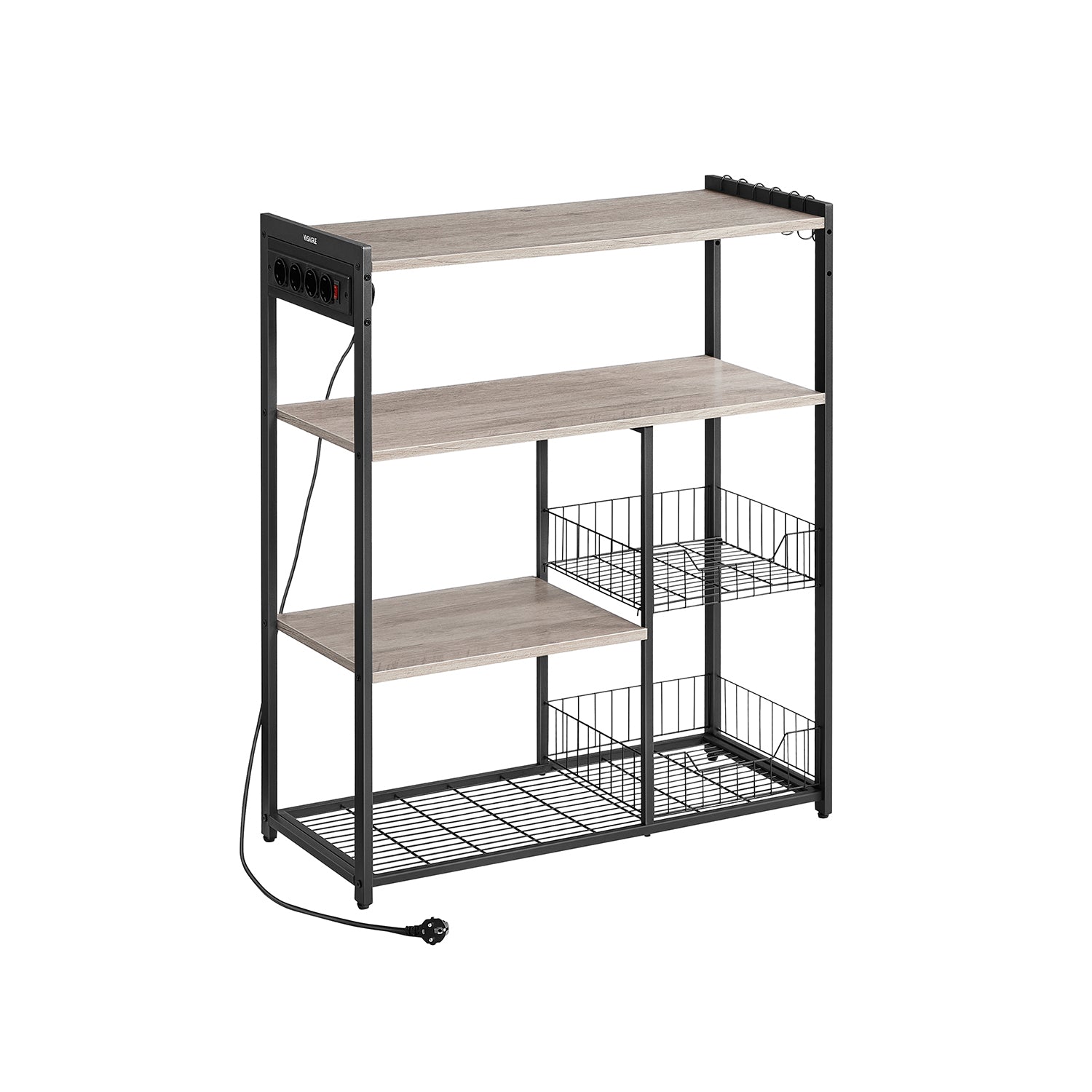 Kitchen shelf with sockets greige spotted ink black