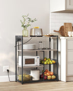 Kitchen shelf with sockets greige spotted ink black