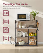 Kitchen shelf with sockets greige spotted ink black