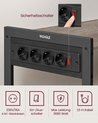Kitchen shelf with sockets greige spotted ink black