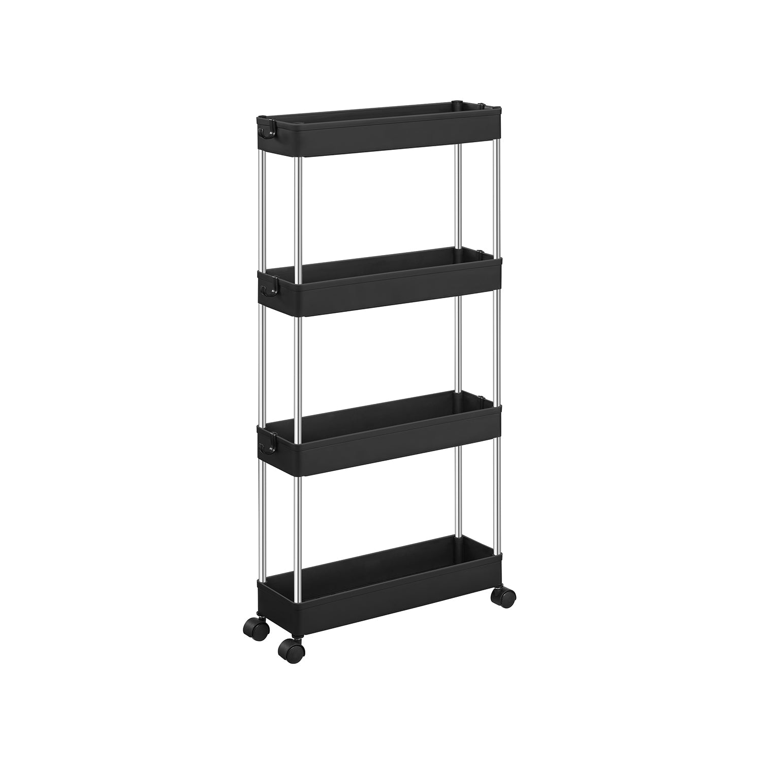Bathroom trolley - Roller car - With 4 levels - Small - Black