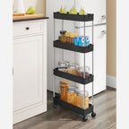 Bathroom trolley - Roller car - With 4 levels - Small - Black