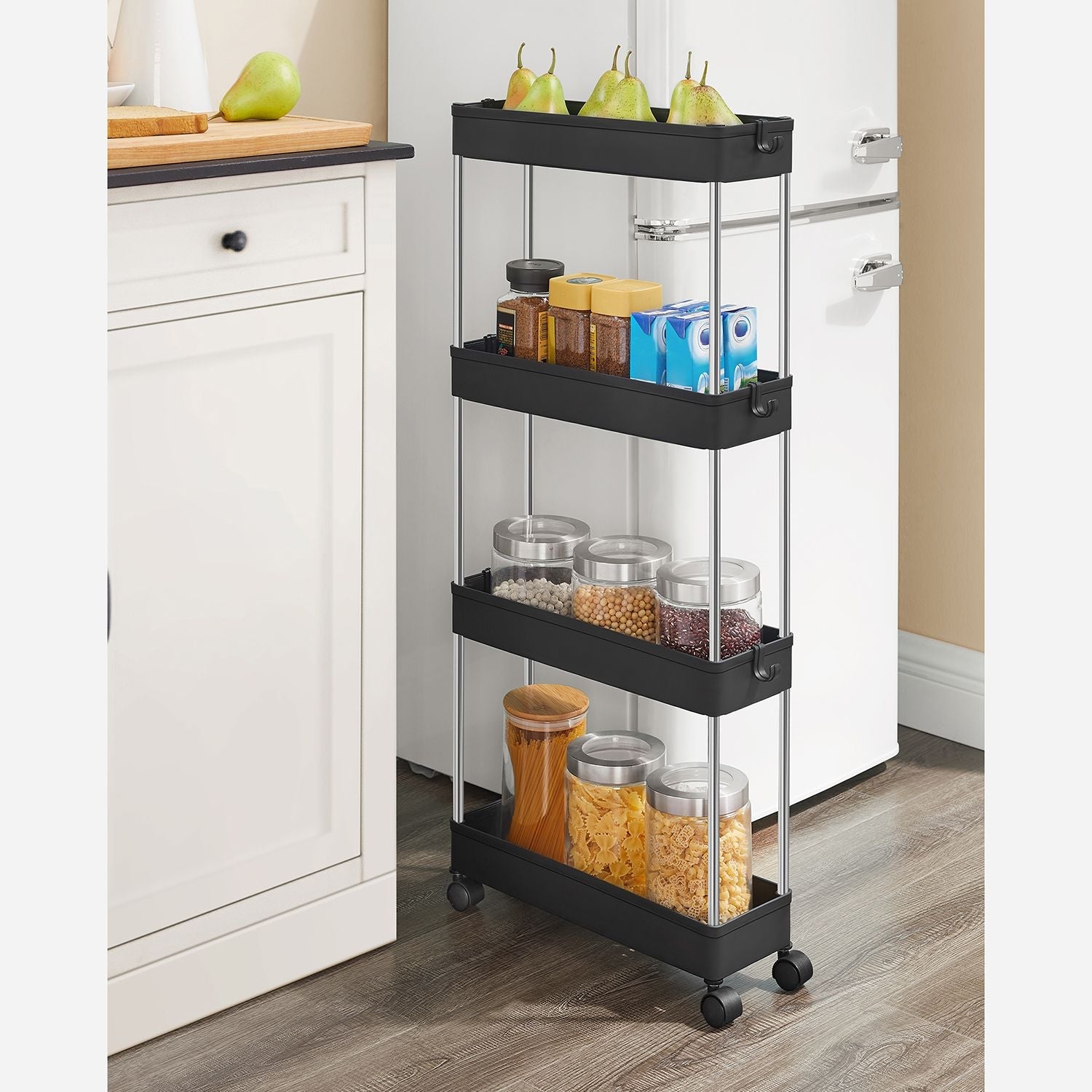Bathroom trolley - Roller car - With 4 levels - Small - Black