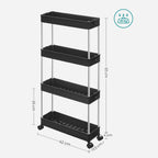 Bathroom trolley - Roller car - With 4 levels - Small - Black