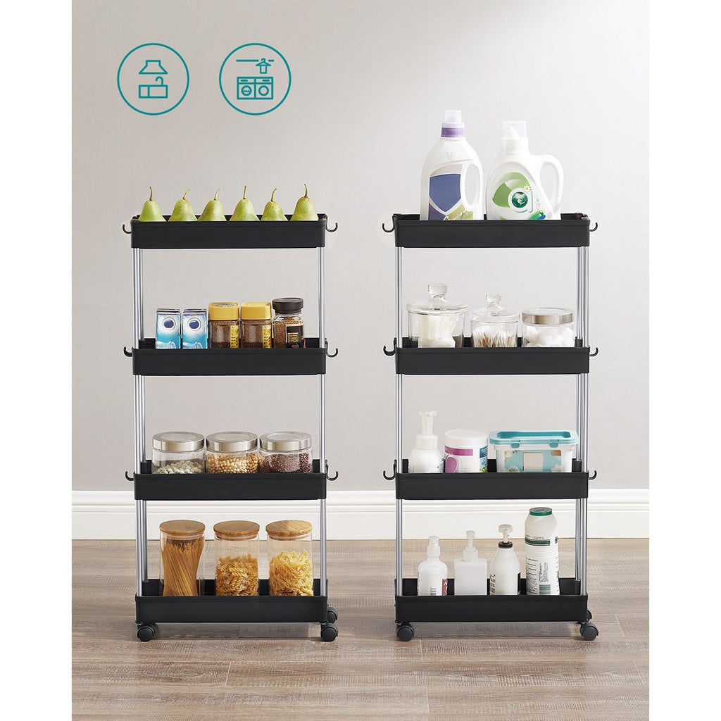 Bathroom trolley - Roller car - With 4 levels - Small - Black