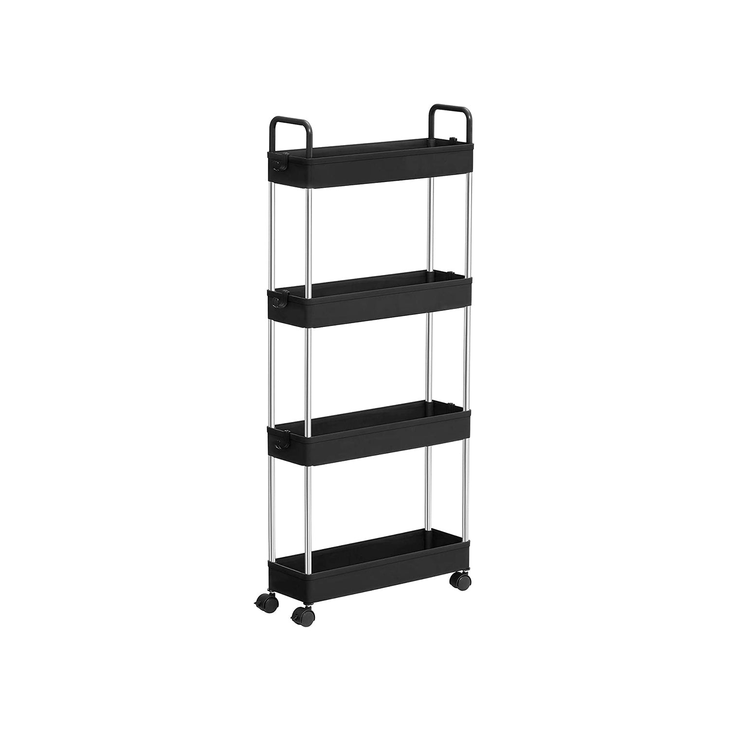 Bathroom trolley - Roller car - With 4 levels - Small - Black