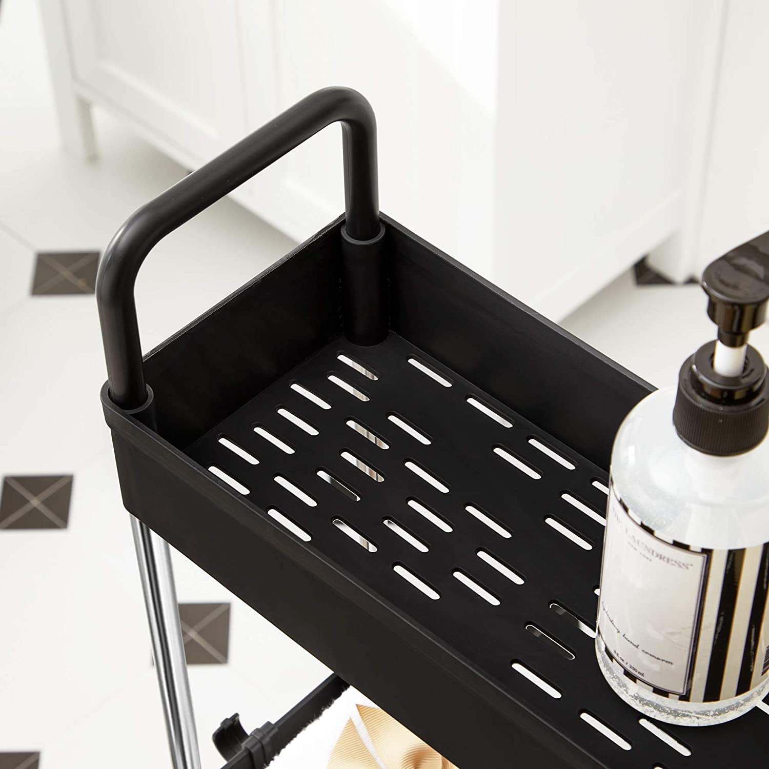 Bathroom trolley - Roller car - With 4 levels - Small - Black