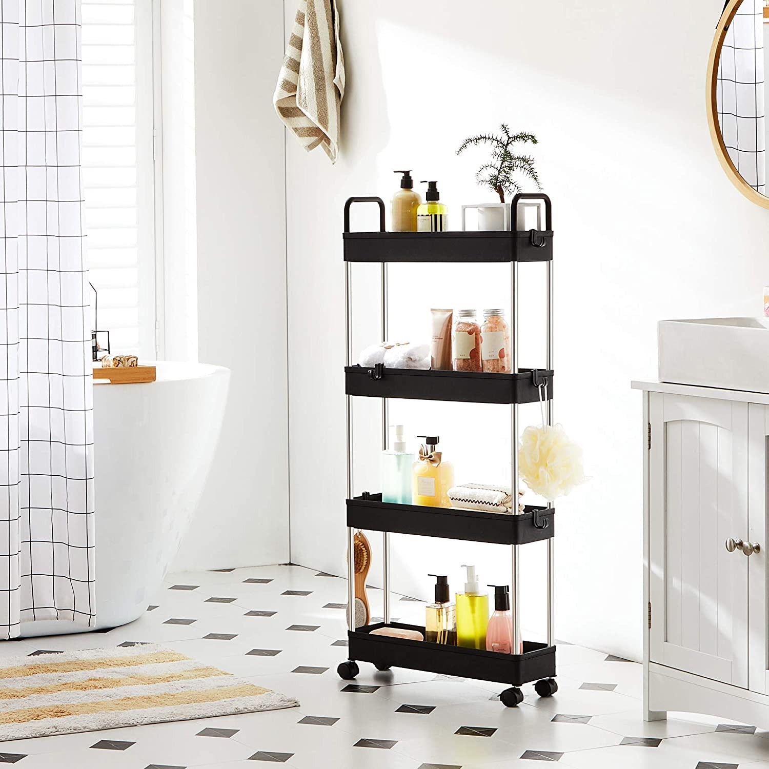 Bathroom trolley - Roller car - With 4 levels - Small - Black