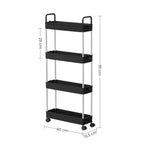 Bathroom trolley - Roller car - With 4 levels - Small - Black
