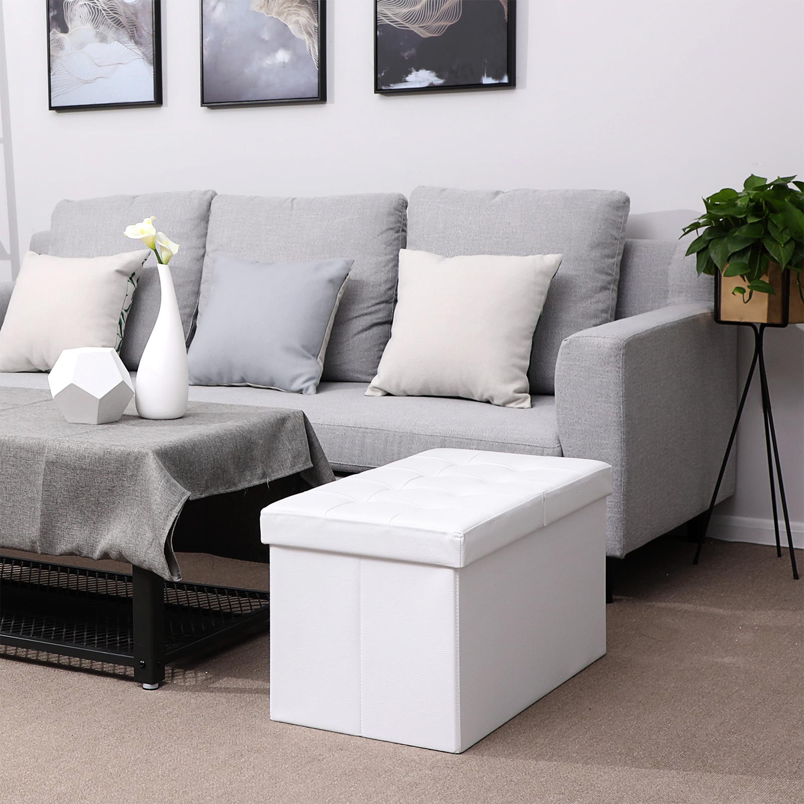 Sofa - folding - 76 cm - with folding lid - white