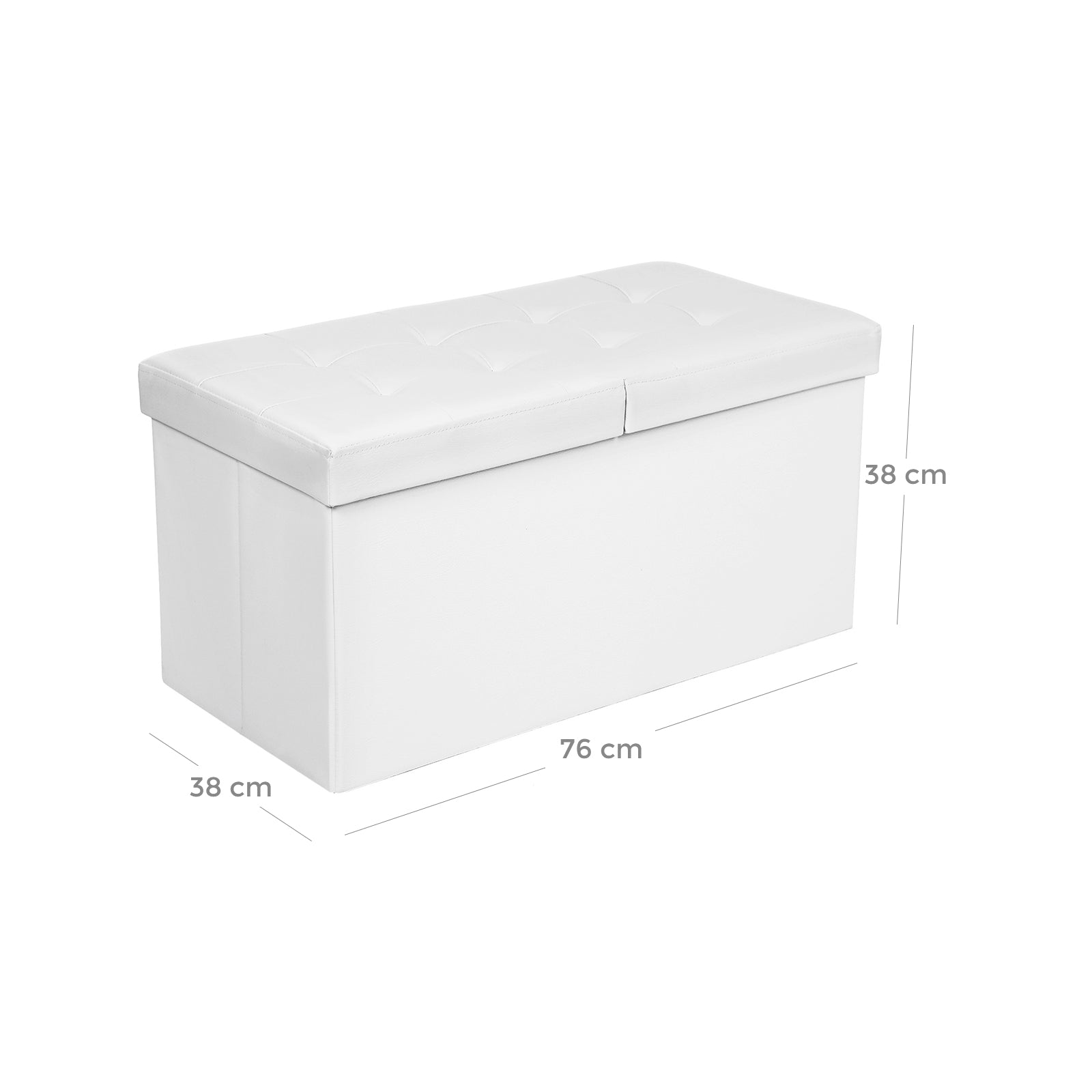 Sofa - folding - 76 cm - with folding lid - white