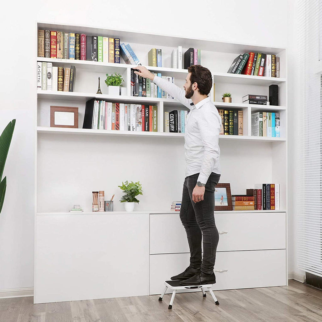 Foldable staircase - with non -slip mat - up to 150 kg - white