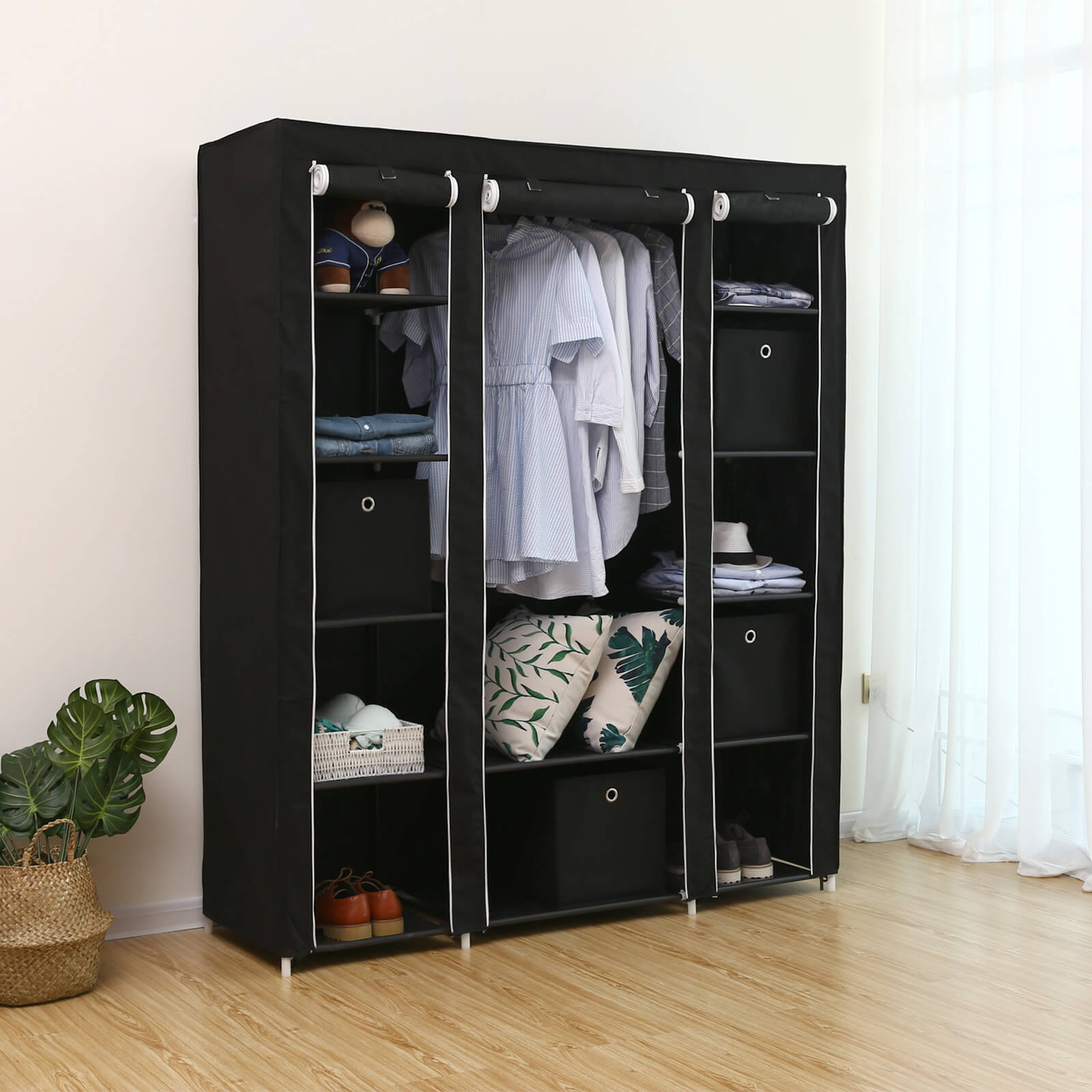 Wardrobe - Fabric wardrobe - 175 x 150 cm - Black
