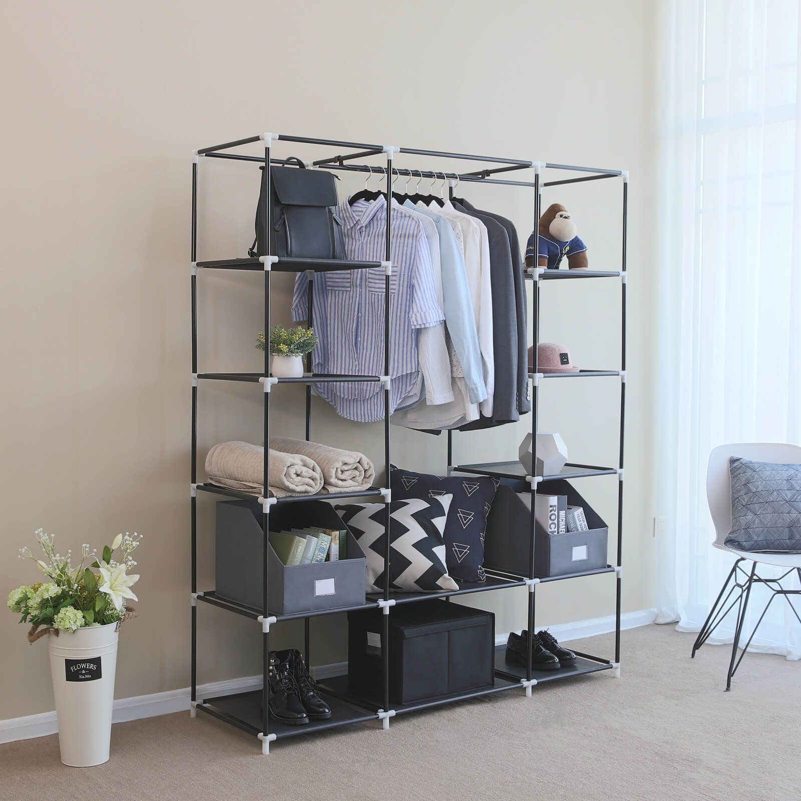Wardrobe - Fabric wardrobe - 175 x 150 cm - Black