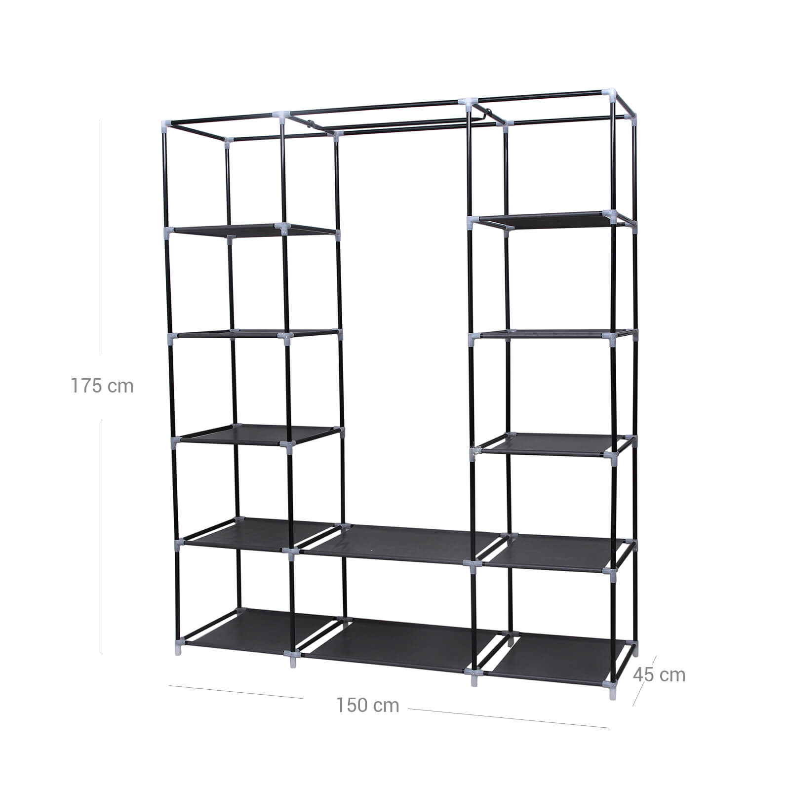 Wardrobe - Fabric wardrobe - 175 x 150 cm - Black