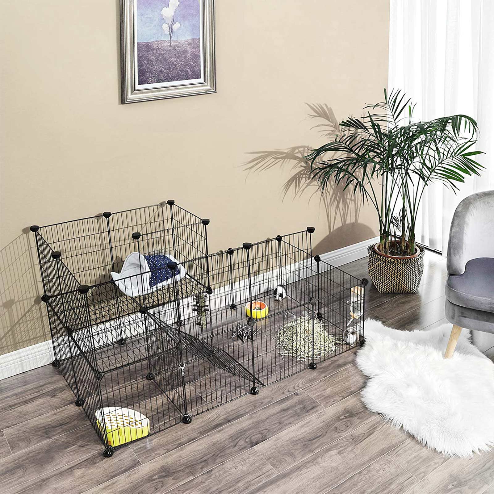 Animal Cage - Rabbit Cage / Cavia Cage - Animal Hob - Black