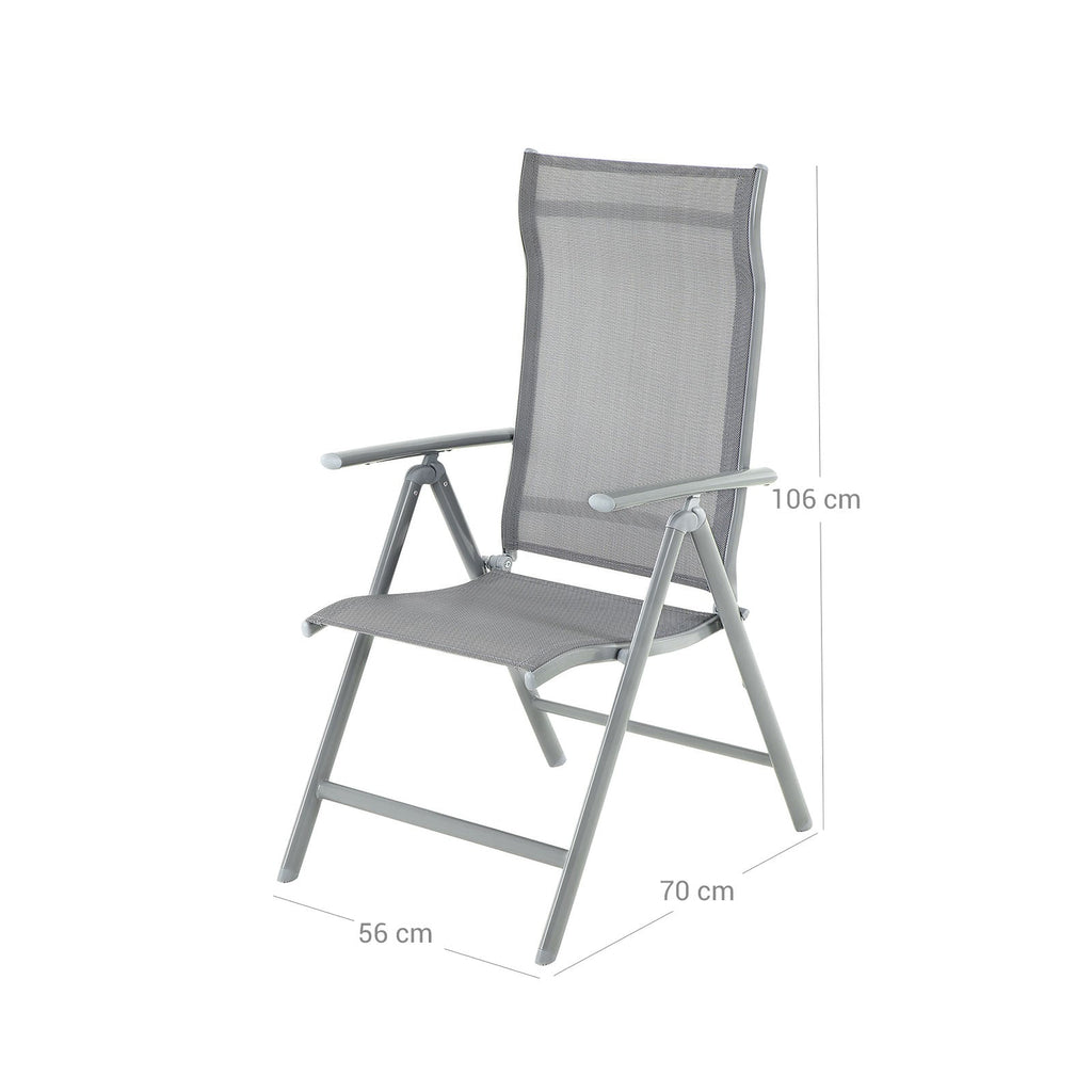 Garden chair - Folding chair - Aluminum frame - up to 150 kg load capacity - Gray